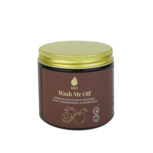 Wash Me Off apricot body scrub with shea butter for toning and exfoliating