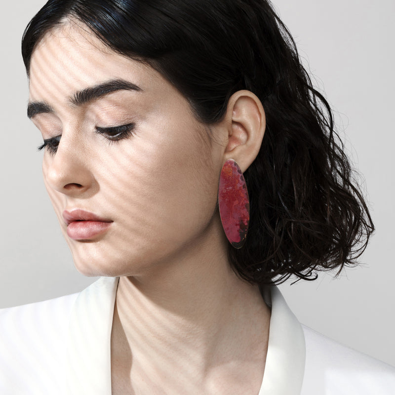 Two Cents Earrings "Bright Patterned Dark" L