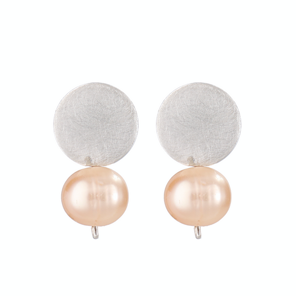 Earrings Roundy with Peach Pearl
