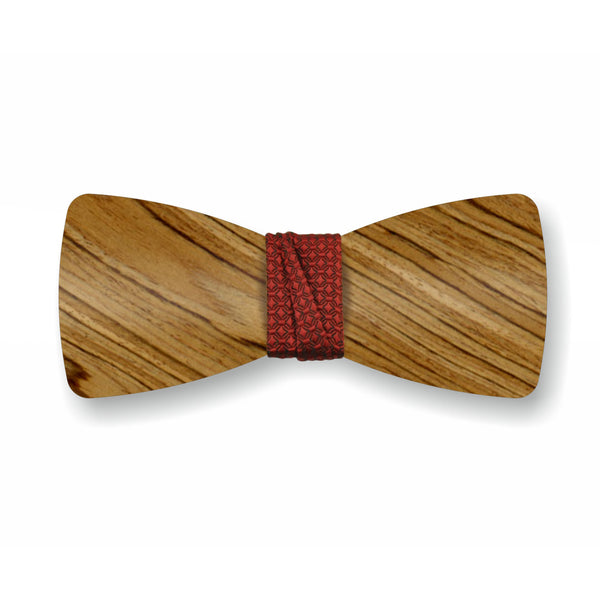 Wooden Bow Tie "Smoked+Red"