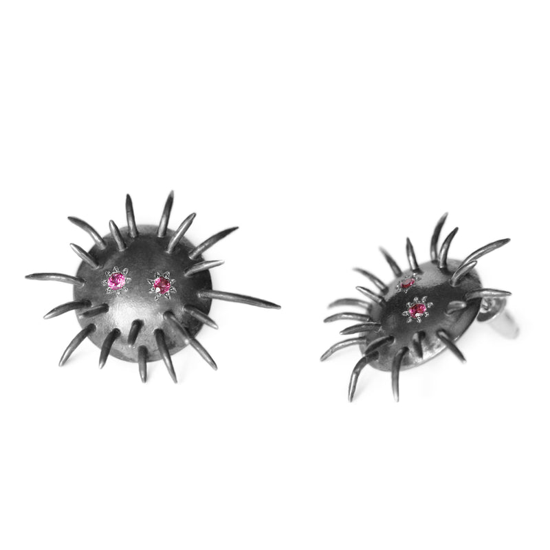 Earrings “Tricksters” with Rhodolites
