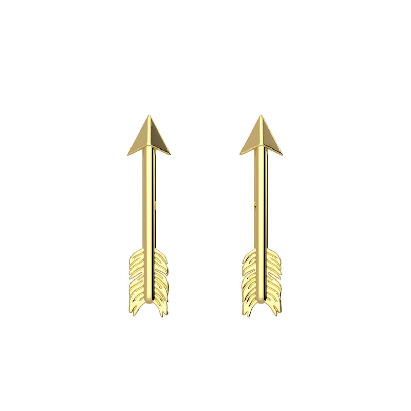 Gold Arrow Silver Earrings