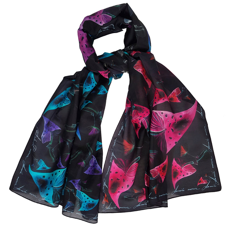 Cotton Silk Shawl "Amanita Muscaria"