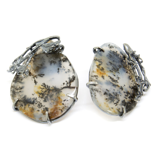 Earrings "Mossi" with Moss Agate - Ehestu's Special Edition