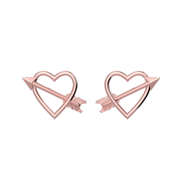 Rose Heart & Arrow Silver Earrings