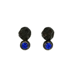 Earrings "2 Juniper Berry" dark grey with dark blue cubic zirconia