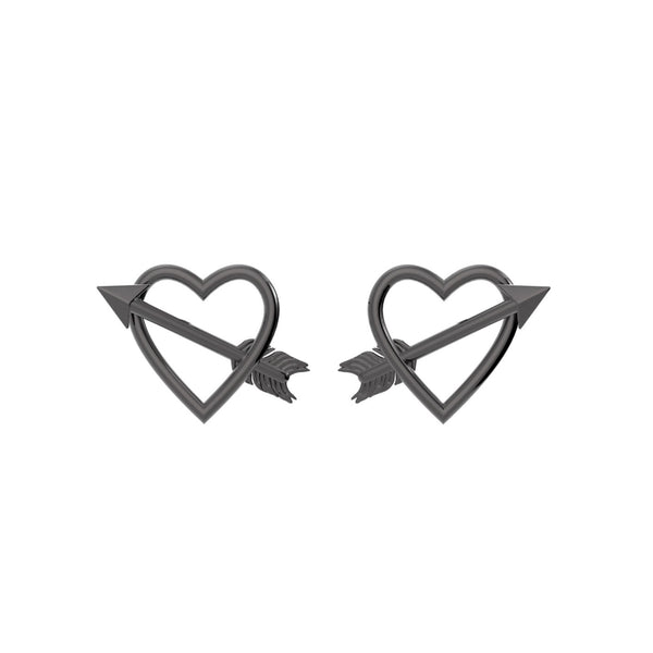 Dark Heart & Arrow Silver Earrings