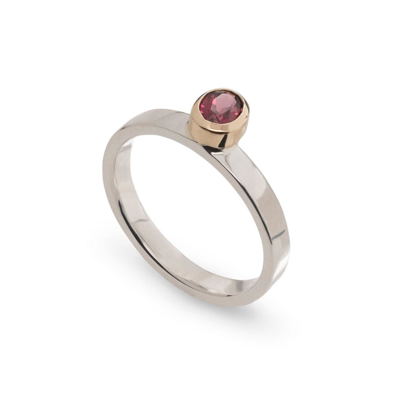 Rhodolite Garnet Ring in silver and pink gold - Ehestu's Special Edition