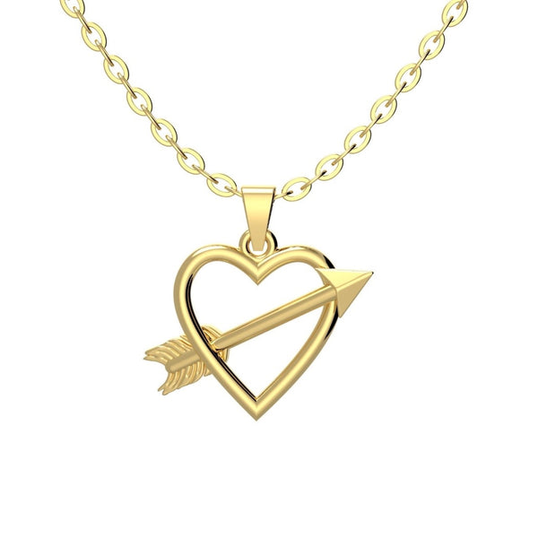 Gold Heart & Arrow Silver Pendant