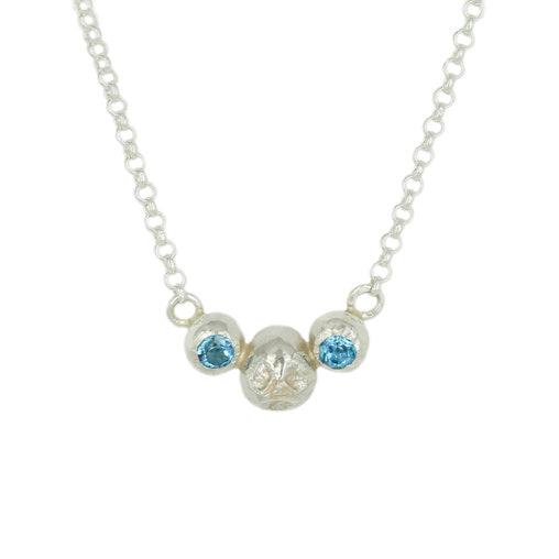 Necklace "3 Juniper Berry with 2 blue cubic zirconia"