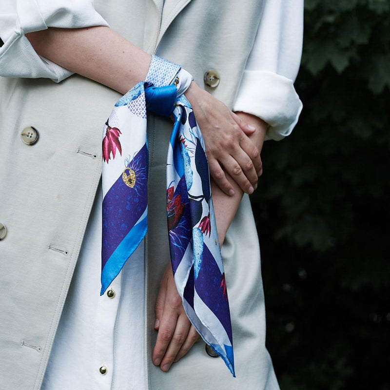 Silk Scarf "Secret Garden Blue" MIDI