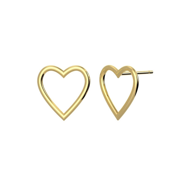 Gold Heart Silver Earrings