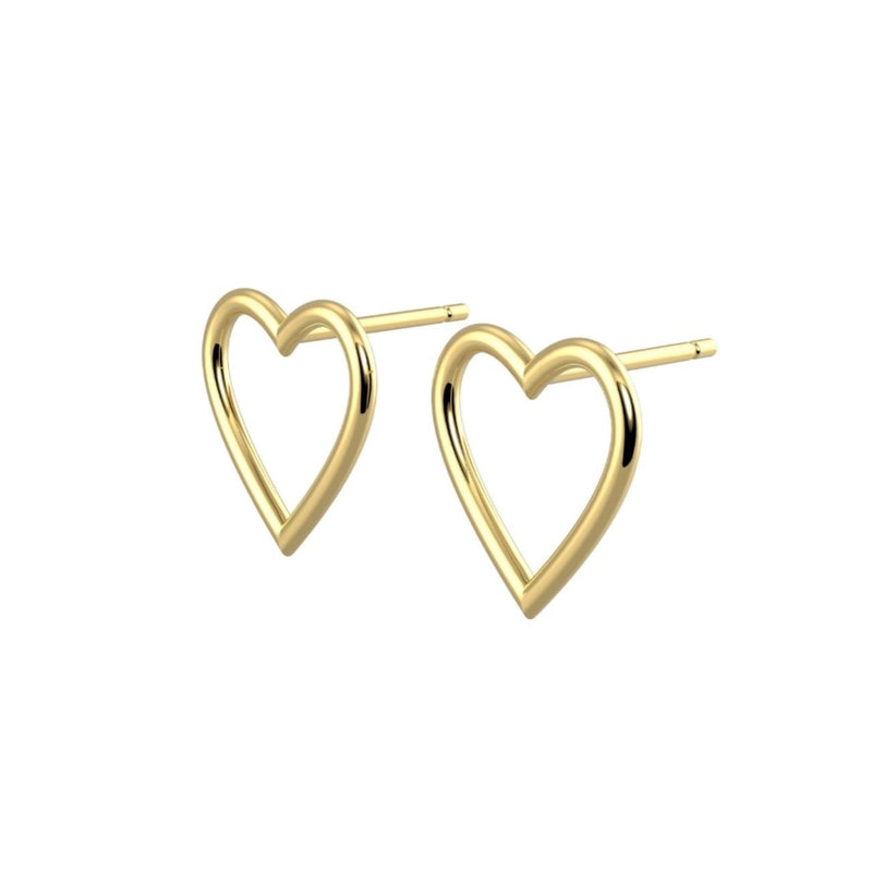 Gold Heart Silver Earrings