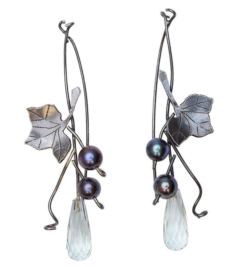 Earrings "2 Currants with Aquamarine" - Ehestu's special edition