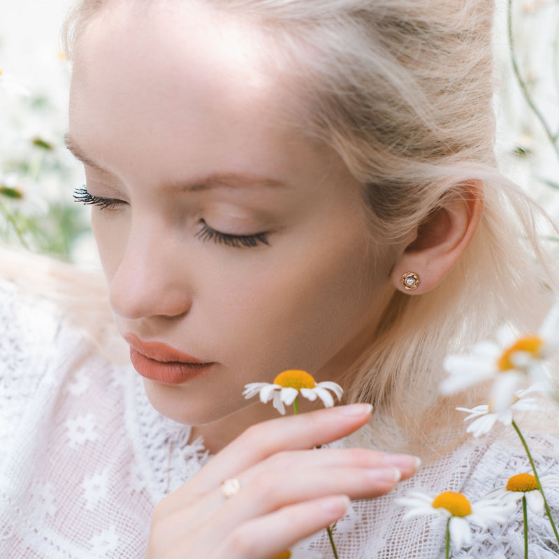 Daisy Diamond rose gold earrings