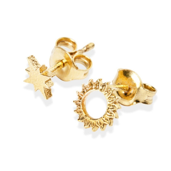 Stud earrings CELESTIAL SUN gold plated