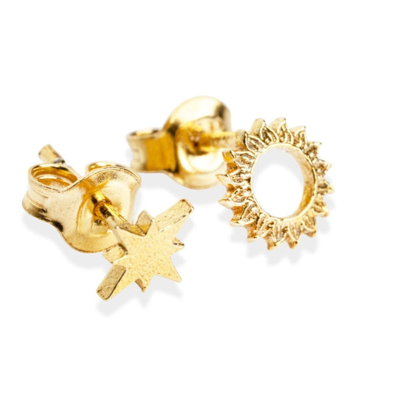 Stud earrings CELESTIAL SUN gold plated