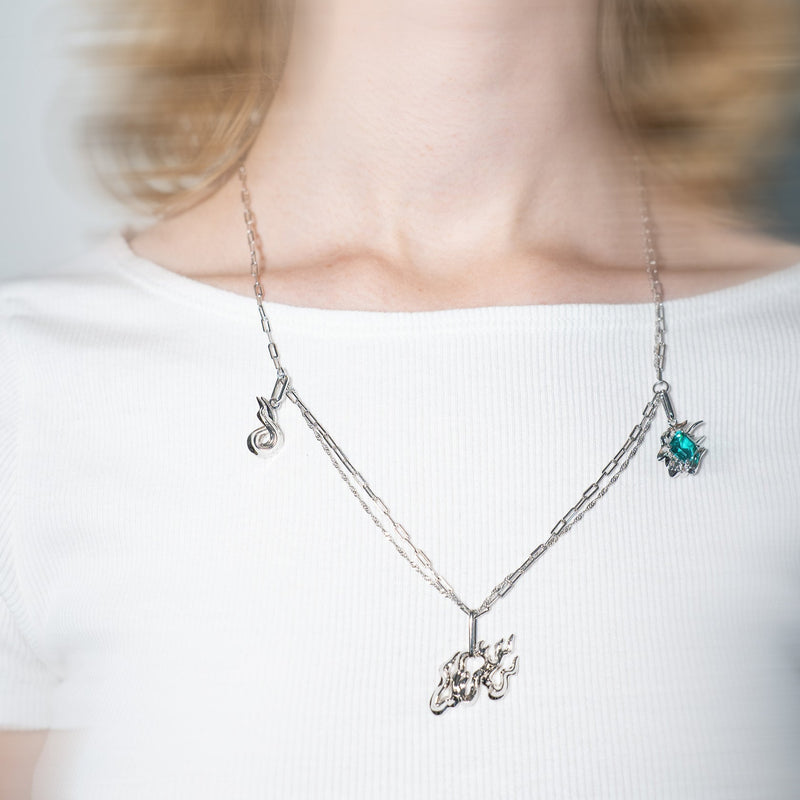 Dusk Fire Mix-Chain Necklace Apatite