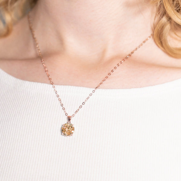 Necklace "Solitaire Diamond Champagne"