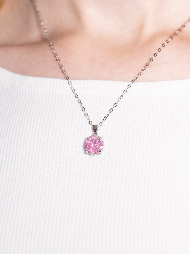 Necklace "Solitaire Diamond Pink"