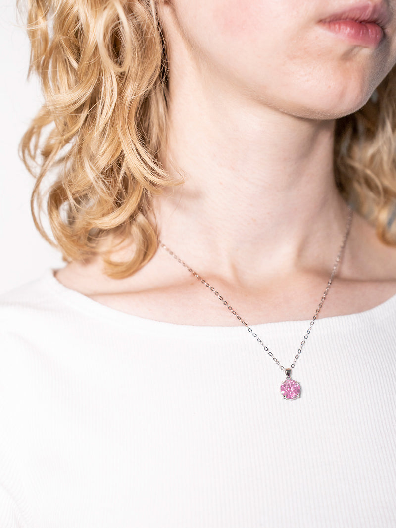 Necklace "Solitaire Diamond Pink"