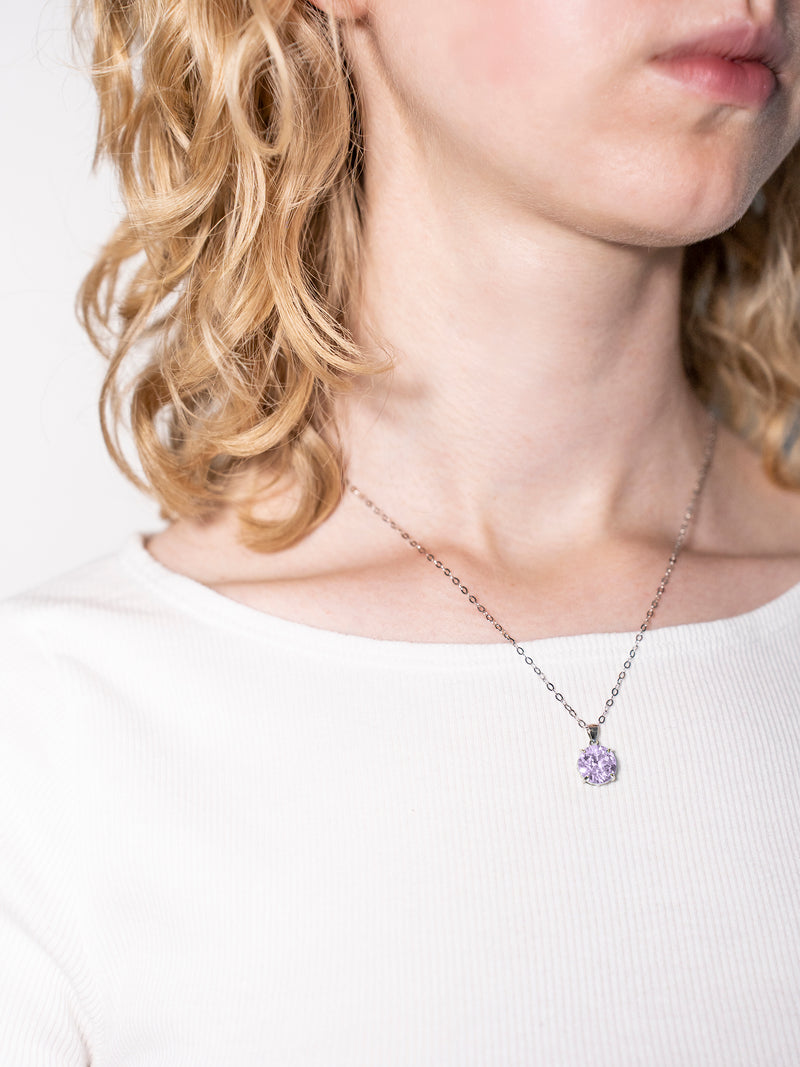 Necklace "Solitaire Diamond Lavender"