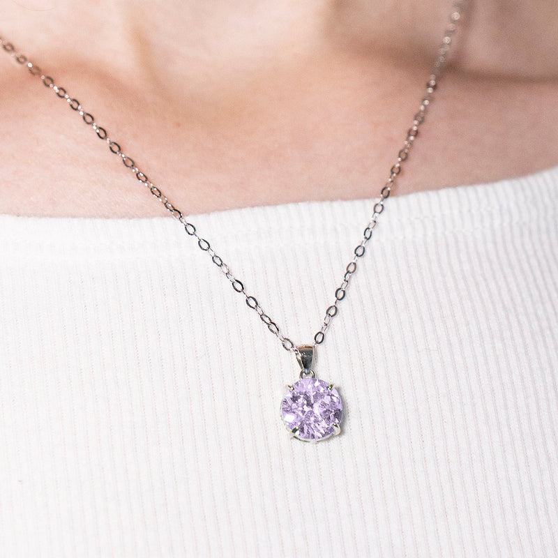 Necklace "Solitaire Diamond Lavender"