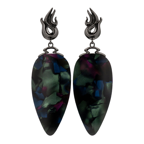 CHÖNYI EARRINGS – DARK COSMIC DROP – BLACK VERMEIL