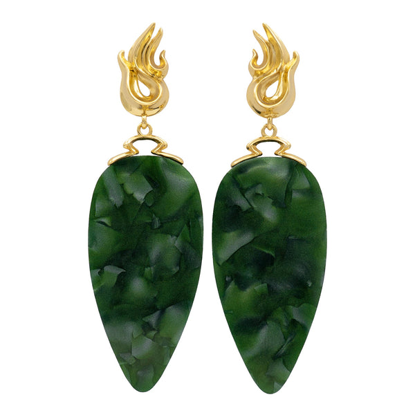 CHÖNYI EARRINGS – EMERALD PEARLY DROP – KULLATUD
