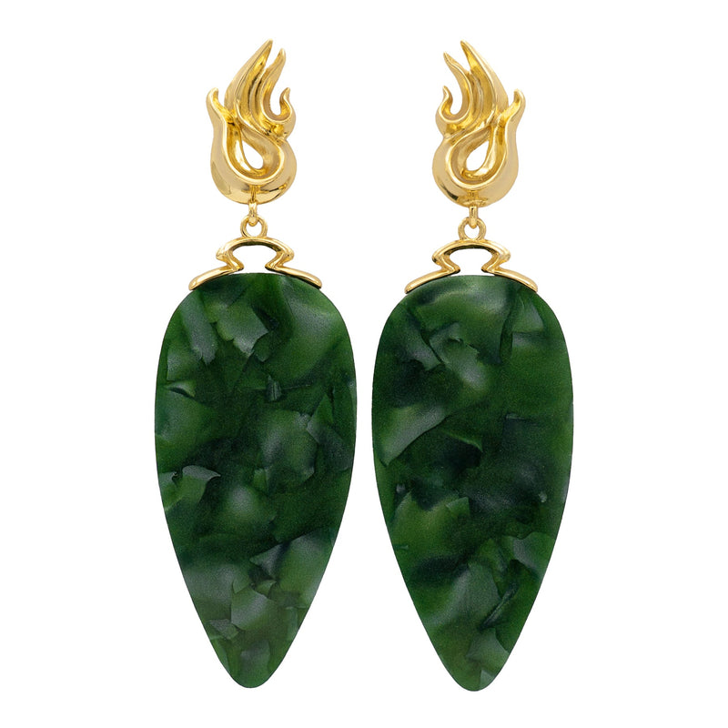 CHÖNYI EARRINGS – EMERALD PEARLY DROP – KULLATUD