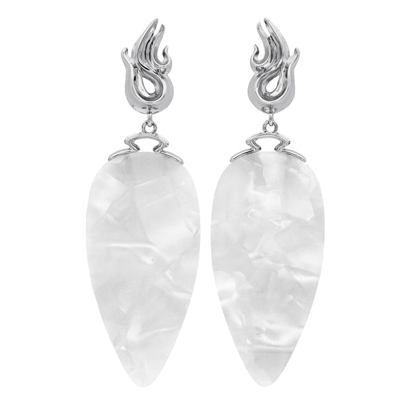 CHÖNYI EARRINGS – PEARLY DROP – RHODIUM