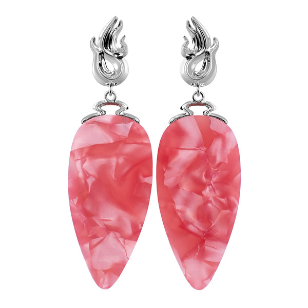 CHÖNYI EARRINGS – CORAL PEARLY DROP – HÕBE