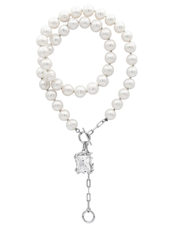 GRAND KYENAY PEARL NECKLACE WITH CLEAR GEM