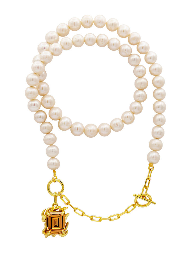 ĀLOKA PEARL NECKLACE WITH CHAMPAGNE GEM – KULLATUD