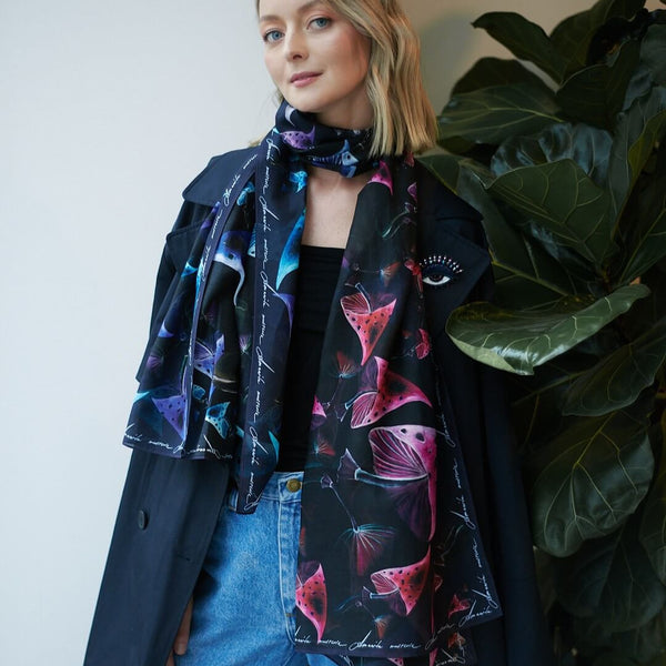 Cotton Silk Shawl "Amanita Muscaria"
