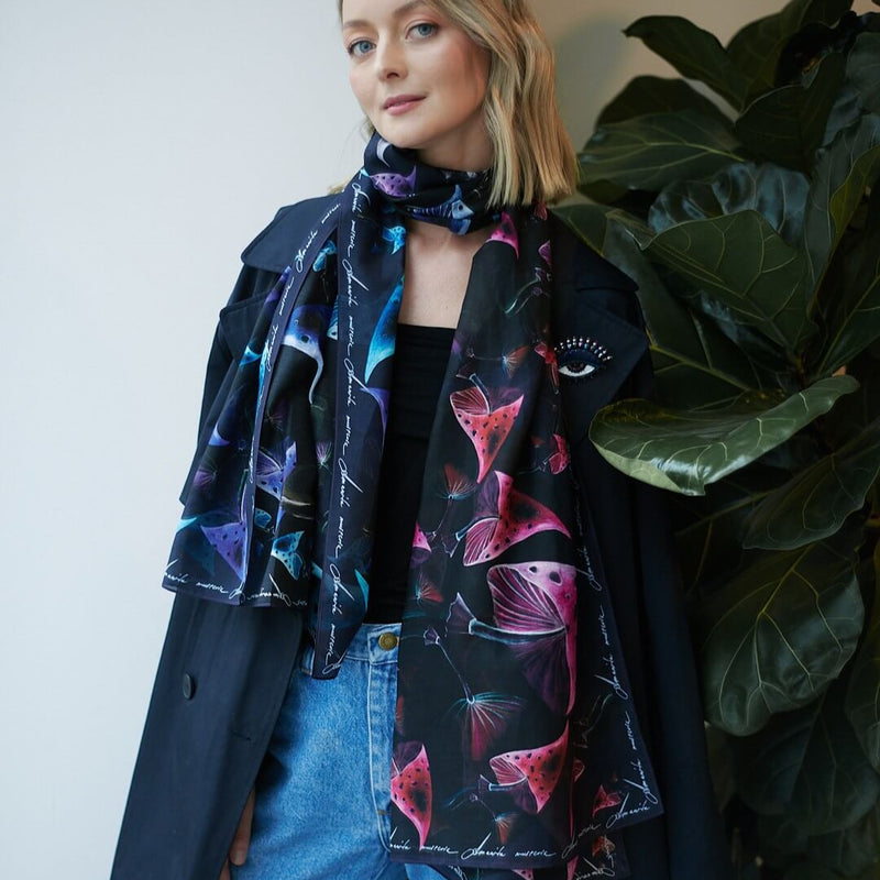 Cotton Silk Shawl "Amanita Muscaria"