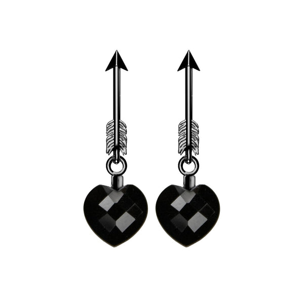 Dark Arrow Onyx Silver Earrings