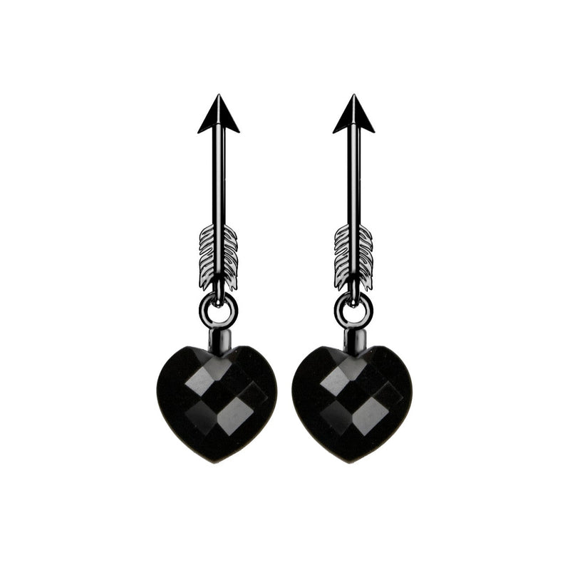 Dark Arrow Onyx Silver Earrings