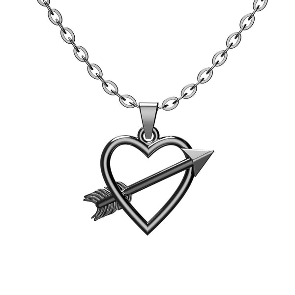 Dark Heart & Arrow Silver Pendant