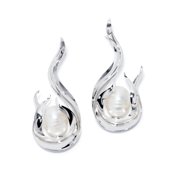 Lucid Pearl Earrings rhodium