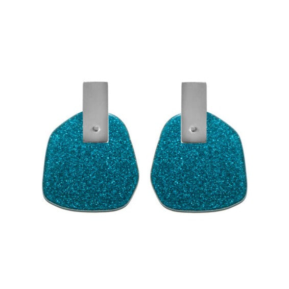 Earrings Flower Petals Sparkling Ocean Blue