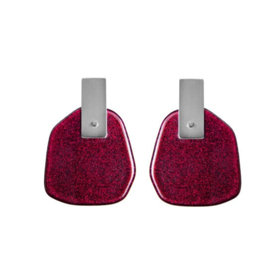 Earrings Flower Petals Sparkling Violet Red