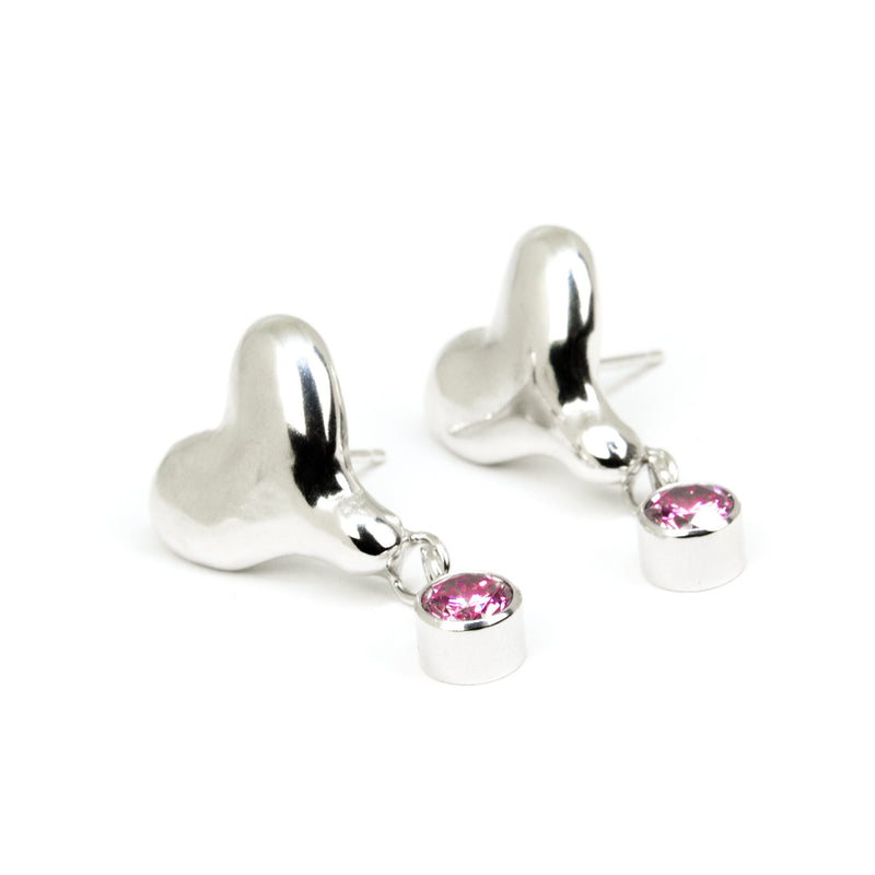 Heartmelt earrings "Dripping Heart" with Cubic Zirconia