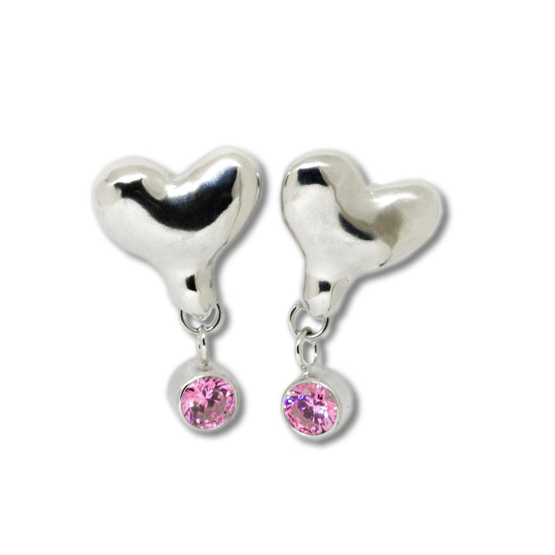 Heartmelt earrings "Dripping Heart" with Cubic Zirconia