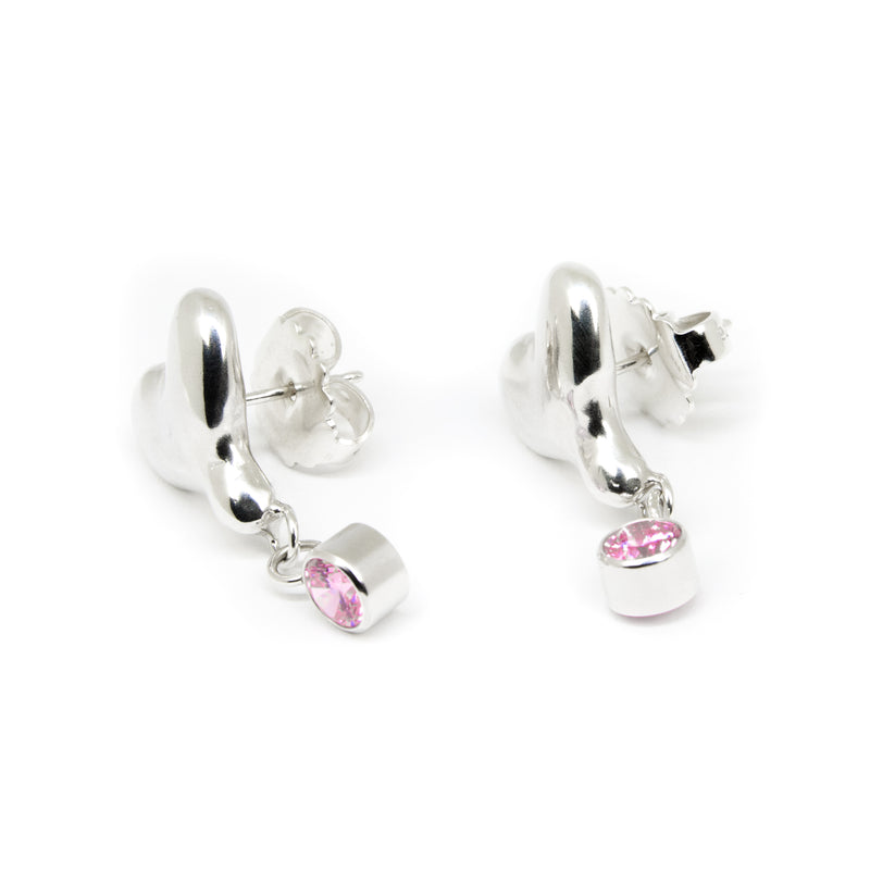 Heartmelt earrings "Dripping Heart" with Cubic Zirconia