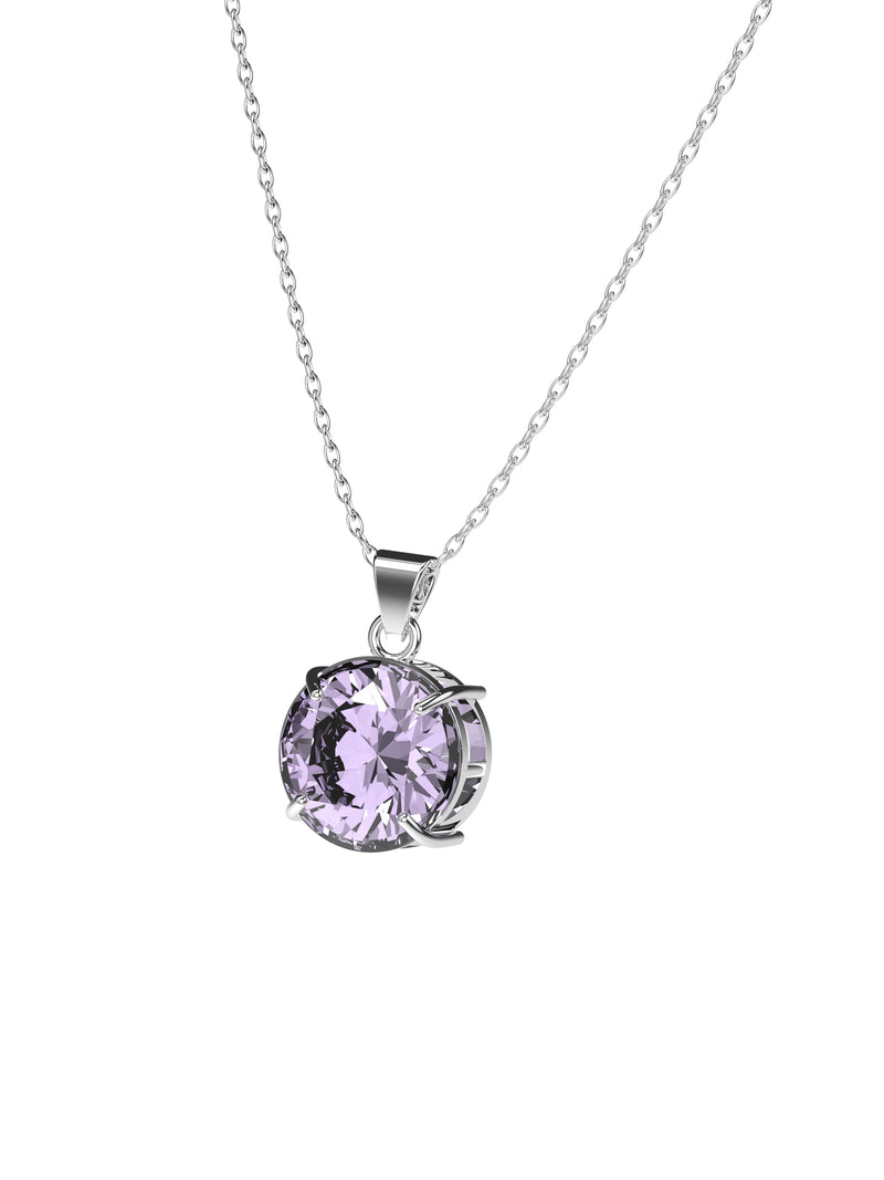 Necklace "Solitaire Diamond Lavender"