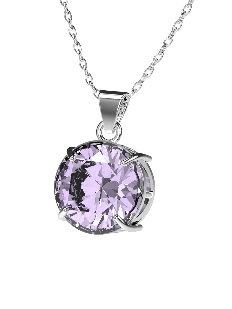 Necklace "Solitaire Diamond Lavender"