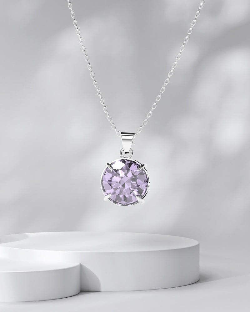 Necklace "Solitaire Diamond Lavender"