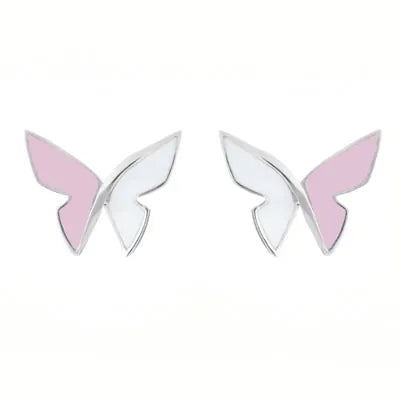 Les Papillons Earrings Pink and White