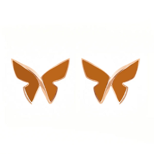 Les Papillons golden Earrings Peach